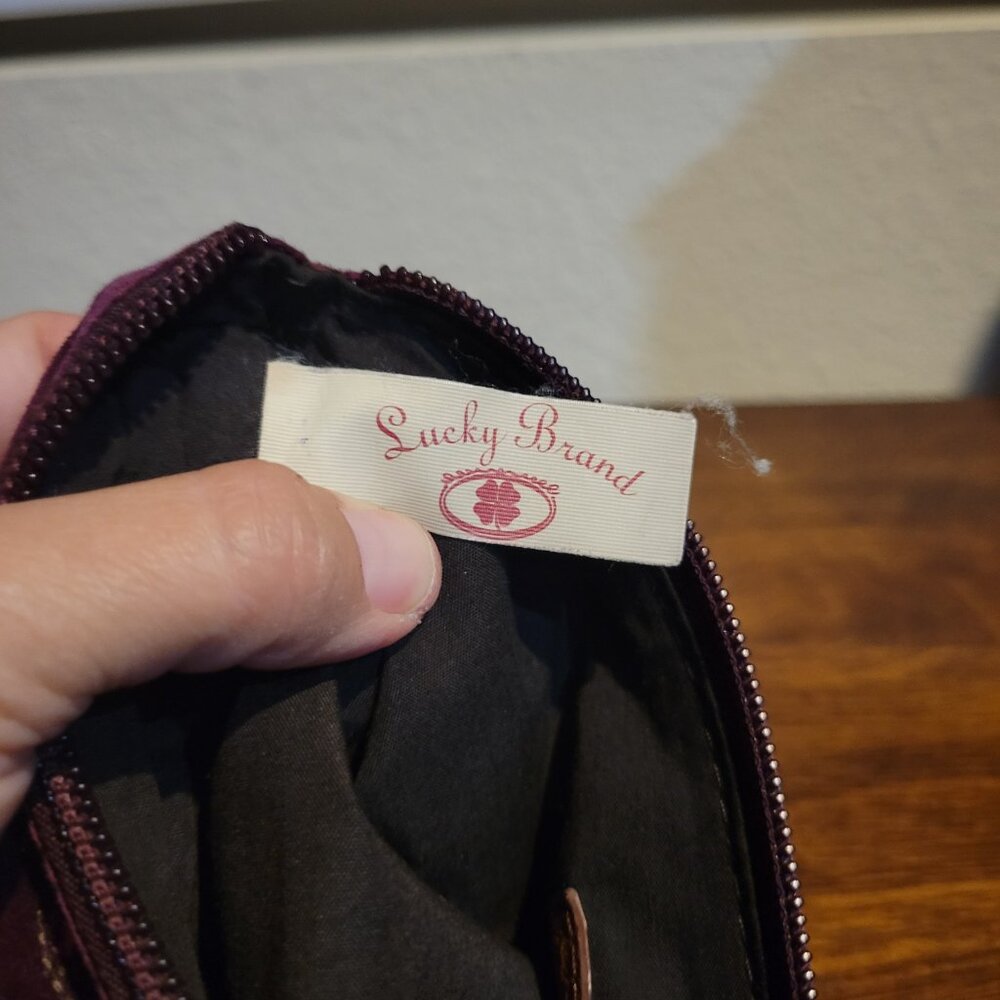 EUC Lucky Brand Velvet Purple Cosmetic Case or Pencil Case - Picture 8 of 10